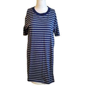 Madewell Medium Dress Women striped crew neck stretch 3/4 sleeve midi shift